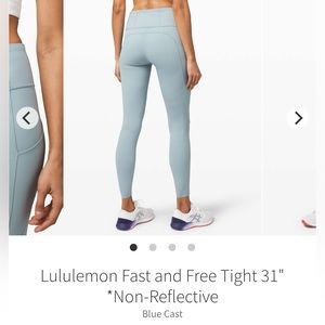 Lululemon Fast and Free High Rise Tight 31" Blue Cast Size 6 Rare